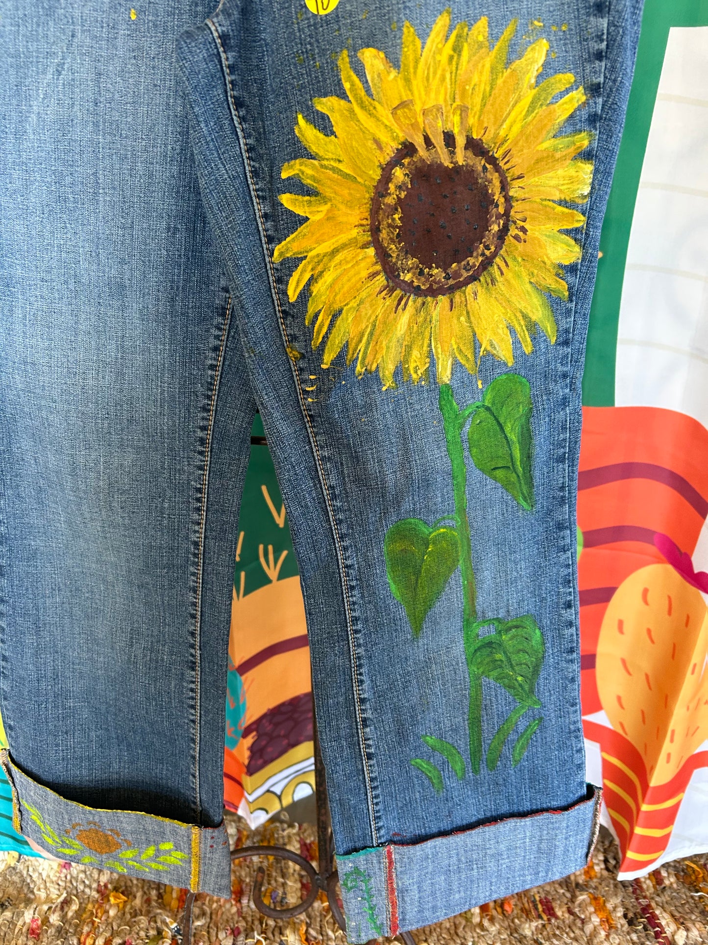 Sunflower Hand Painted Jeans