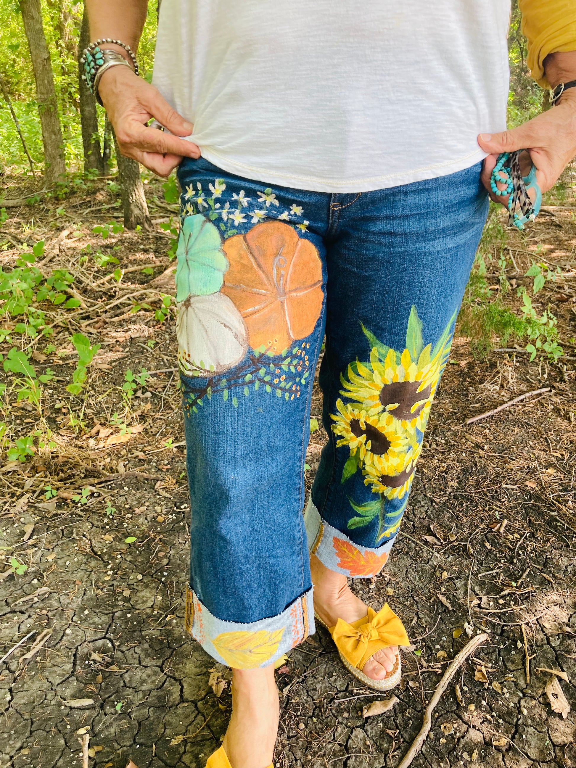 Painted 2025 sunflower jeans